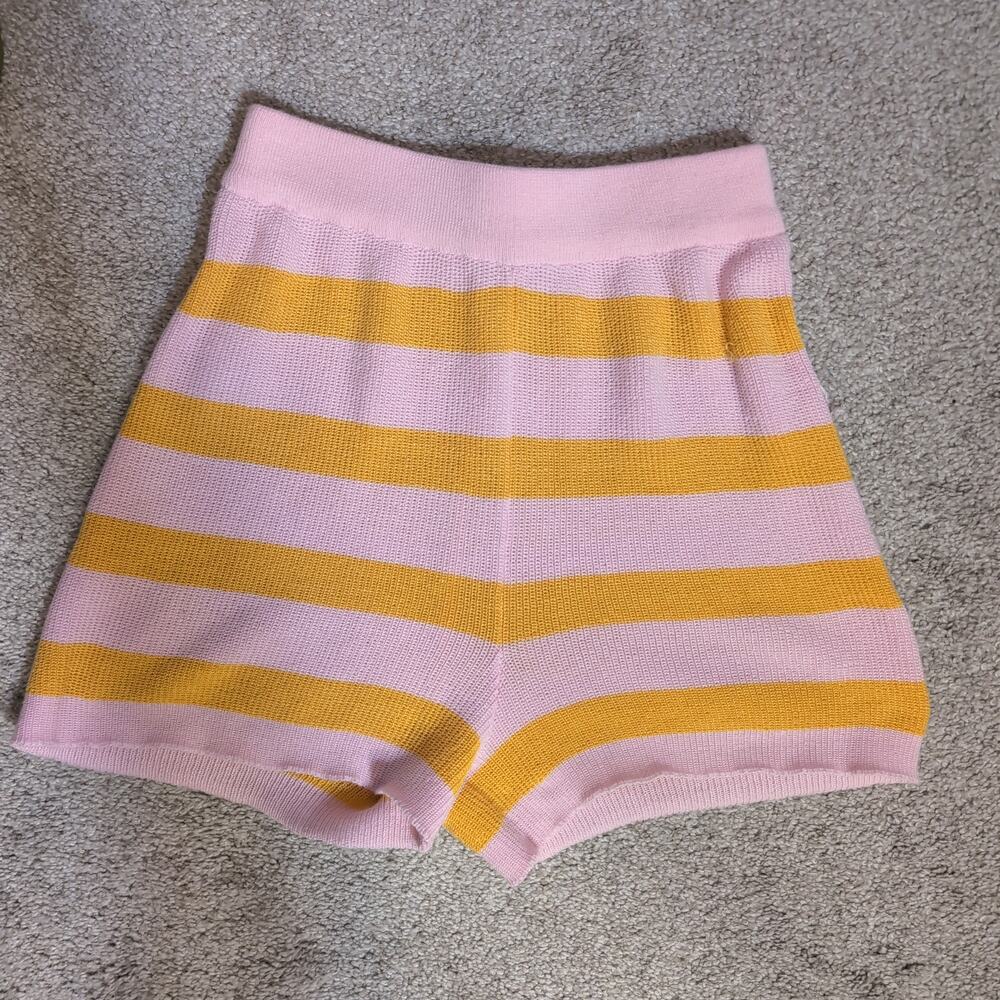 Pink And Yellow Striped Knit Shorts - Picture 4 of 4
